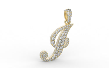 Yellow Gold Diamond Letter J Initial Script Pendant  0.63 ctw (Copy) (Copy) (Copy)